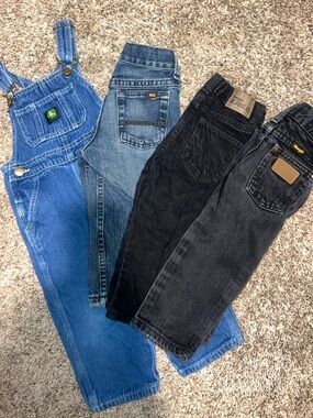 Toddler 2T 3T Western Farm JohnDeer Vintage Wrangler Denim Jean Overalls Bundle